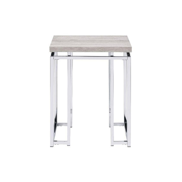 English Elm Square End Table Natural Oak Top with Chrome Sled Base — Contemporary Accent Table for Living Rooms, Compact & Durable B016P314060