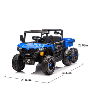 English Elm 24v 400w Six Wheel Kids Electric Dump Truck 4wd Remote Control Ride on Toy Blue W1578P353179