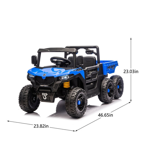 English Elm 24v 400w Six Wheel Kids Electric Dump Truck 4wd Remote Control Ride on Toy Blue W1578P353179