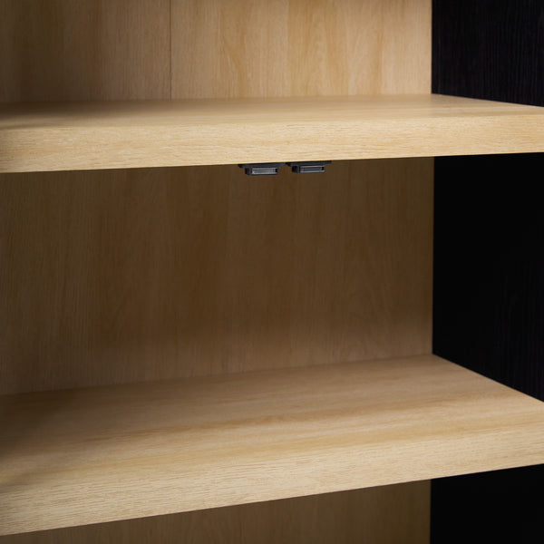 English Elm Walker Edison - Modern 5 Shelf Arched Tall Bookcase with Tempered Glass Doors, MDF Durability, Sleek Metal Handles, Showcase Pieces in Living and Office Spaces Black 72.31 L x 19.01 W x 15 H B185S00024