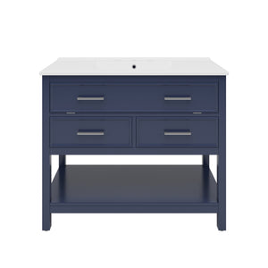 English Elm Christopher Knight Home® - 36" Modern Bathroom Vanity with Ceramic Sink, Tip-Out Tray, Soft-Close Drawers, Open Shelf, Waterproof Surface Blue N817P288908B