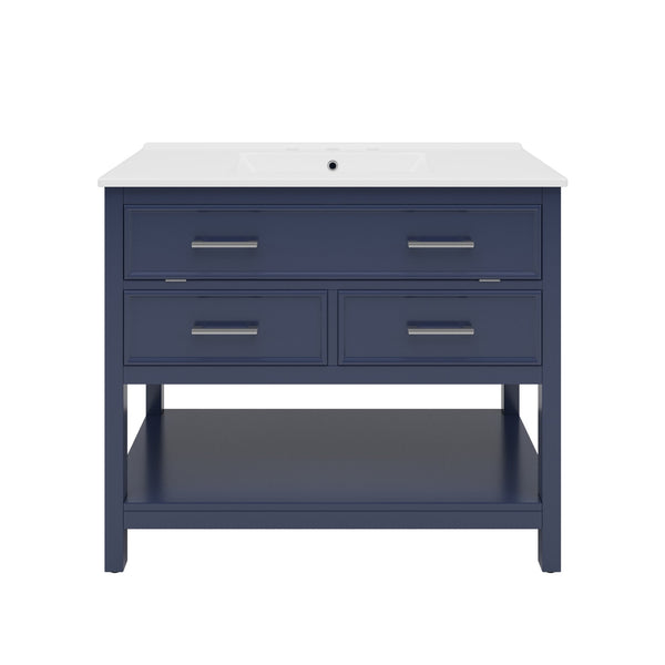 English Elm Christopher Knight Home® - 36" Modern Bathroom Vanity with Ceramic Sink, Tip-Out Tray, Soft-Close Drawers, Open Shelf, Waterproof Surface Blue N817P288908B