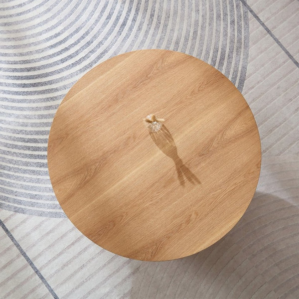 English Elm Round Wood Grain Coffee Table with Curved Bentwood Legs for Modern Living Rooms Natural W2085P400928