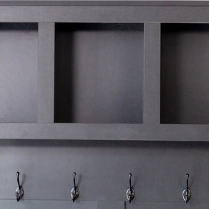 English Elm On-Trend Farmhouse Hall Tree With 6 Hooks & Storage Bench – 4-In-1 Entryway Organizer In Walnut & Black N721S000044B-GIGA