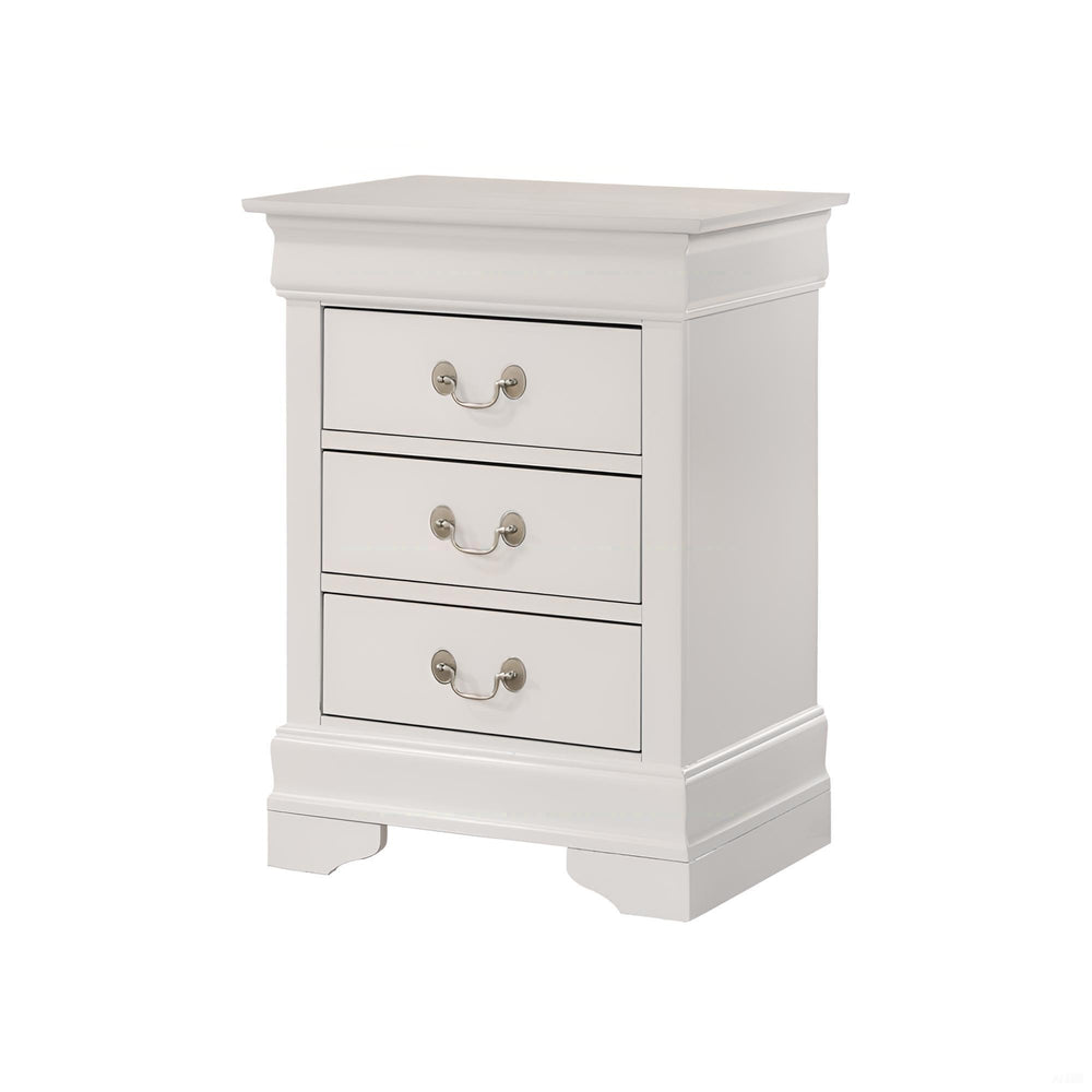 English Elm Charming White Traditional Nightstand with Three Drawers, 29"H x 21"W x 16"D, No Assembly, Bright Finish B078108232