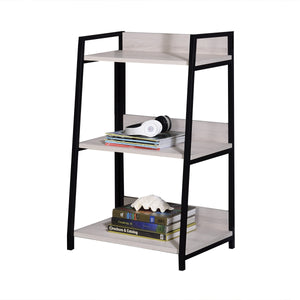 English Elm Wendral Leaning Ladder Bookshelf in Natural Wood & Black Metal Frame — 3 Open Shelves, 22" Deep B2726P285842