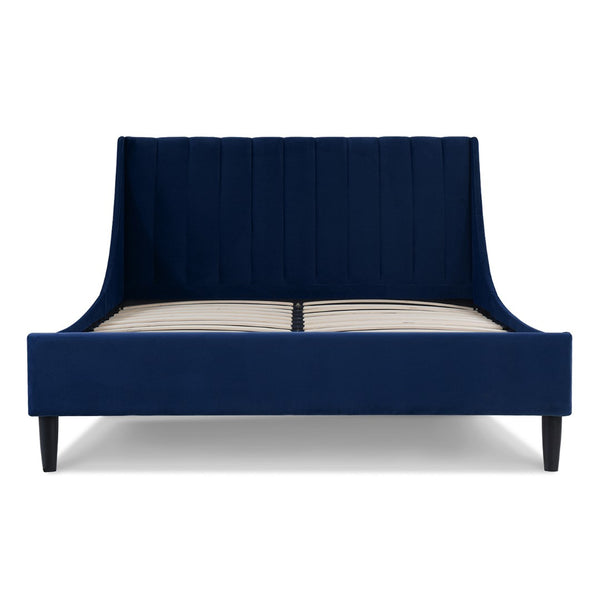 English Elm Aspen Channel Tufted Velvet Platform Bed Birch Frame Glam Bedroom Queen B2719P238504