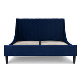 English Elm Aspen Vertical Tufted Headboard Platform Bed Set, Queen, Navy Blue Velvet