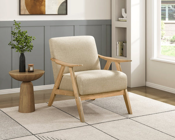 English Elm Modern Velvet Accent Chair with Dark Walnut Angular Frame, Streamlined Mid-Century Comfort Design Light Brown,Natural 35.5 L x 25.5 W x 20 H B011P271953