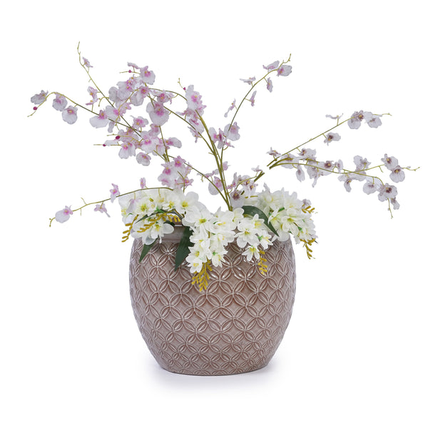 English Elm 3 Pieces Ceramic Flowerpot Set - Antique Yellow Planters For Indoor & Outdoor Garden Styling Decor W3273P321486