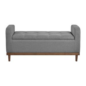 English Elm Mid-Century Modern Lift-Top Storage Bench with Tufted Upholstery, Walnut Solid Wood Frame, Hidden Organizer Gray 50.75 L x 19 W x 19.75 H B011P192193