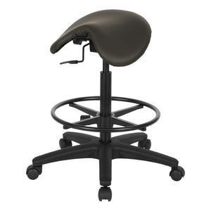OSP Home Furnishings Backless Saddle Stool Ergonomic Pneumatic Height Adjustable Office Studio Task Seating Dillon Graphite ST205-R111