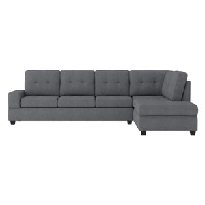 English Elm Modern Microfiber Sectional Sofa with Tufted Cushions Reversible Chaise and Built-in Cupholders Dark Gray B011S00934