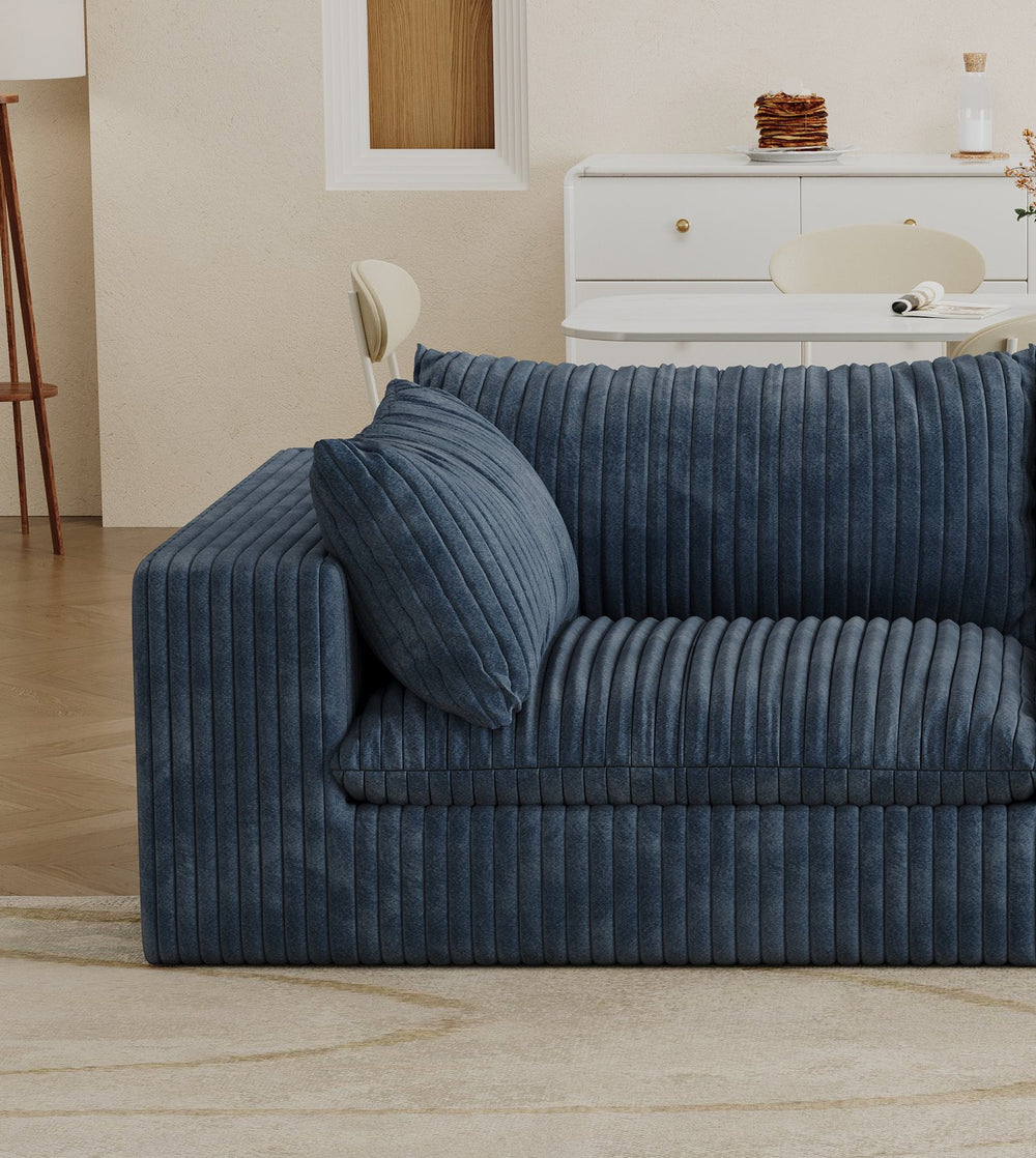 English Elm Cloud Sofa - Luxurious Corduroy Deep Seat Couch With Removable Cushions, No Assembly, Diy Design, Blue W2824P324529