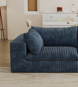 English Elm Cloud Sofa - Luxurious Corduroy Deep Seat Couch With Removable Cushions, No Assembly, Diy Design, Blue W2824P324529