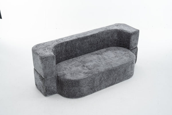 English Elm 3 Seater Convertible Sofa Bed with Chenille Upholstery and High-Density Sponge for Superior Comfort and Support Grey T3903P379835