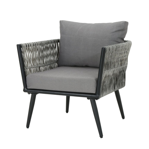English Elm Oceanus Outdoor Club Chair Aluminum Frame Wicker Weave Mid-century Patio Lounge Seat 62734.00DGRY
