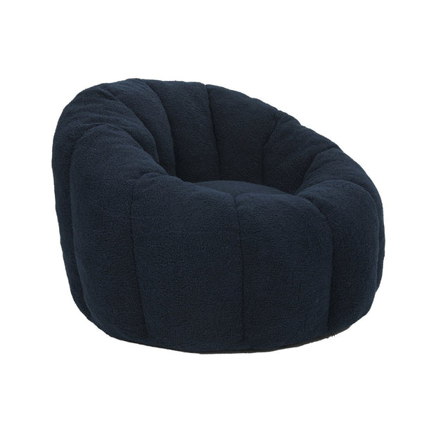 English Elm Bean Bag Lounge Chair Faux Fur Memory Foam Armrests Ergonomic Seat for Adults Dark Blue W2200P239863