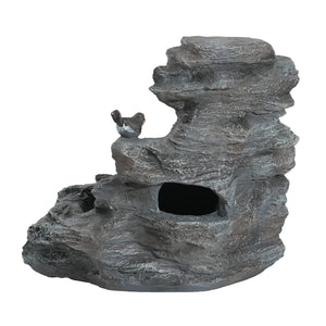English Elm Christopher Knight Home® - 4-Tiered Concrete Waterfall Fountain with LED Glow, Weather-Resistant Outdoor Garden Accent, Soothing Ambiance N765P324559G