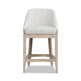 English Elm Newport 26.5" Coastal Curved Back Upholstered Counter Stool, Two-Tone Neutral Gray Polyester Wool Blend