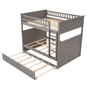 English Elm Full Over Bunk Bed with Trundle Solid Pine Wood Kids Bedroom Sleeper LT000044AAN-1