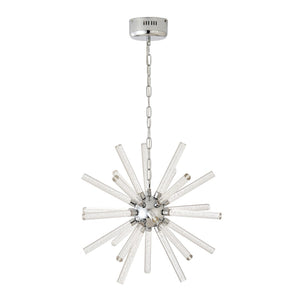 English Elm 24-light Bubble Glass Pillar Chandelier Silver Sculptural Pendant for Dining Entryway W5008P391472
