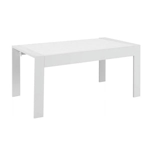 English Elm 43" Outdoor Aluminum Coffee Table with Slatted Wpc Top for Patio Deck Poolside White B082P454980