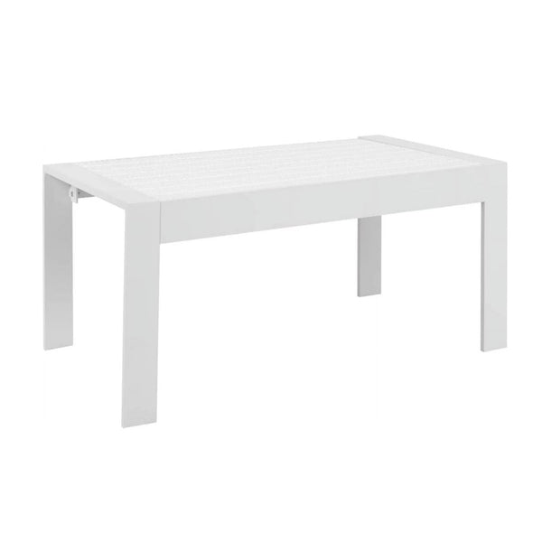 English Elm 43" Outdoor Aluminum Coffee Table with Slatted Wpc Top for Patio Deck Poolside White B082P454980