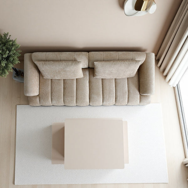 English Elm Modern Chenille Velvet Sectional Sofa Tufted Arc Design for Living Room Apartment W2664S00003