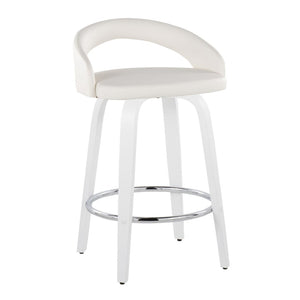 English Elm Fixed-height Swivel Counterstools with Faux Leather Seats Chrome Footrest Set of 2 B202S01834