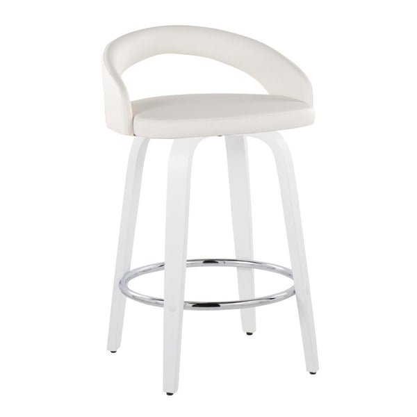 English Elm Fixed-height Swivel Counterstools with Faux Leather Seats Chrome Footrest Set of 2 B202S01834