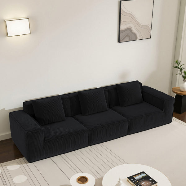 English Elm 118-Inch Modular Sofa Bed - Versatile Cloud Velvet Couch For Stylish Living Rooms & Guest Spaces W3147S00024