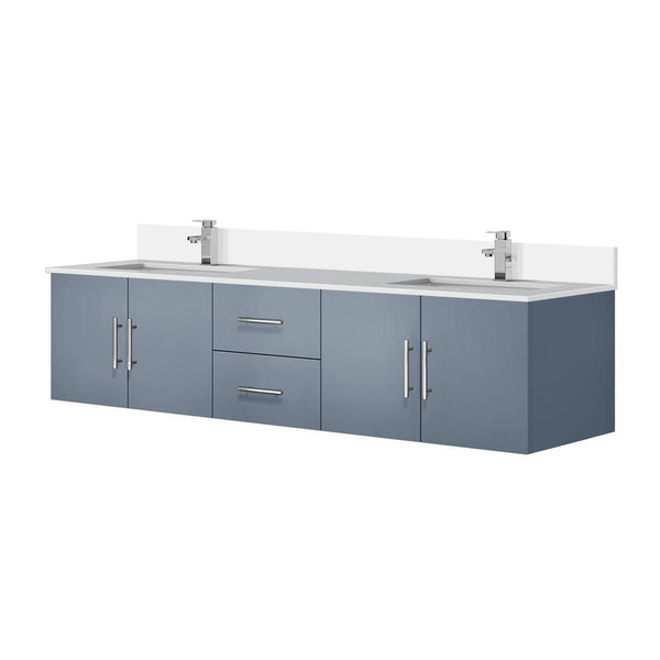 English Elm Dark Grey 80 in Double Bath Vanity with Cultured Marble Top, Soft-Close Storage & Chrome Faucet Set B2731P258725