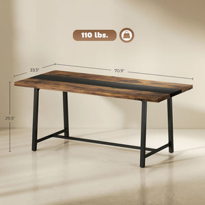English Elm Homcom Industrial Dining Table Seats 8 Rustic Wood Grain Top Steel Frame W2225P485647