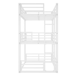 English Elm Twin Metal Triple Bunk Bed With Safety Guardrails, Heavy-Duty Space-Saving Design For Kids & Dorms W1580S00164-GIGA