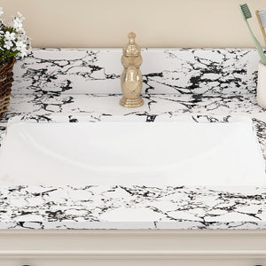 English Elm 31"X22" Bathroom Vanity Top With Undermount Ceramic Sink, Backsplash & Durable Panda White Finish W509P362103