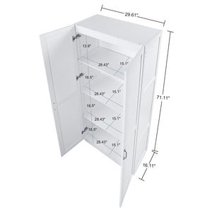 English Elm Cornelia Modern Storage Closet 2.0 White — Tall MDF Cabinet, 4 Adjustable Shelves, Soft-Close Doors B365P398549