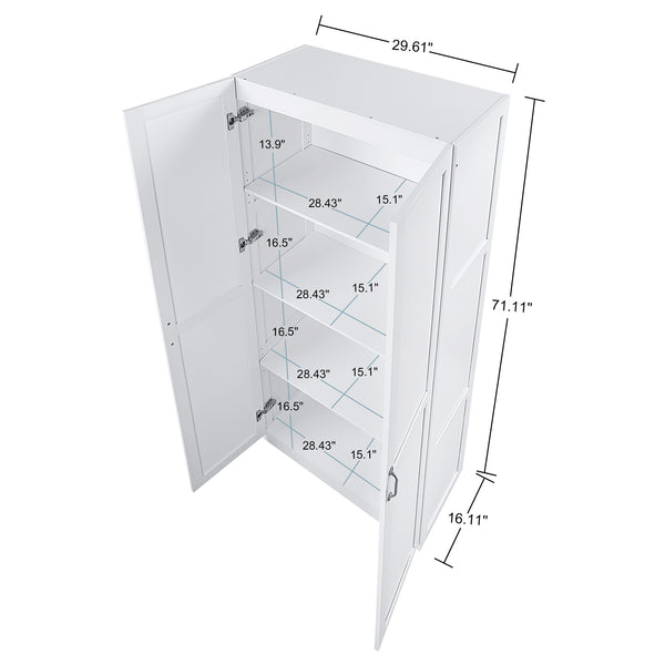 English Elm Cornelia Modern Storage Closet 2.0 White — Tall MDF Cabinet, 4 Adjustable Shelves, Soft-Close Doors B365P398549