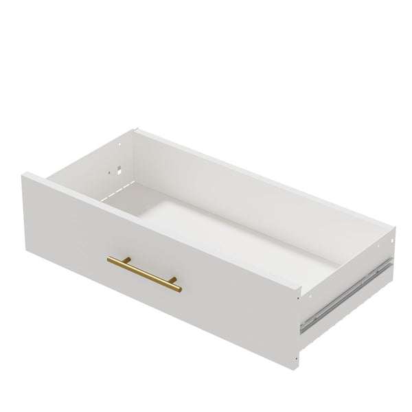 English Elm White Steel Freestanding Wardrobe Cabinet with Rod and Shelves for Dorm or Apartment T2398P480393