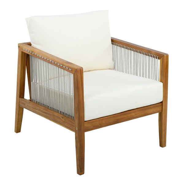 English Elm Outdoor Acacia Wood Club Chairs Set of 2 with Rope Back and Weather Resistant Cushions Beige,Teak N768P408130T_2