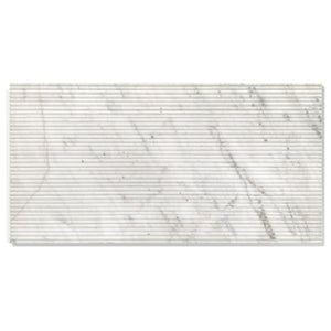 English Elm 12*24 White Marble Wall Tiles - Textured 3D Fluted Finish For Luxe Interiors, 4 Genuine Pieces W1696P262333