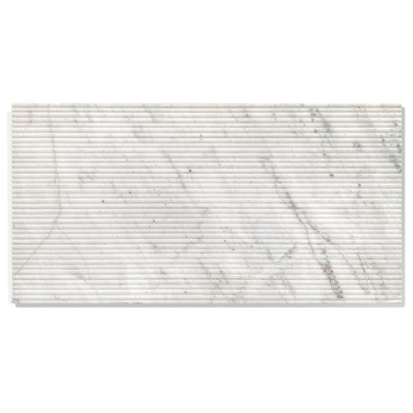 English Elm 12*24 White Marble Wall Tiles - Textured 3D Fluted Finish For Luxe Interiors, 4 Genuine Pieces W1696P262333