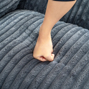 English Elm Bean Bag Lounge Chair Oversized Corduroy Shredded Foam Armrest Adult Floor Sofa Gray W2510P237806