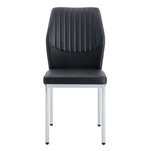 English Elm Luxury Set Of 6 Black Pu Dining Chairs With Silver Metal Legs - Ergonomic, Stylish, And Durable Design W1151P282700