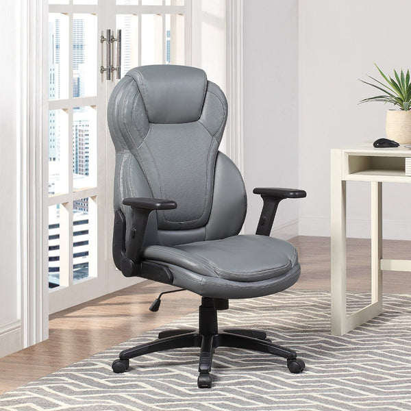 OSP Home Furnishings Exec Bonded Leather High Back Office Chair with Lumbar Support and Ergonomic Tilt Grey EC91150-EC42