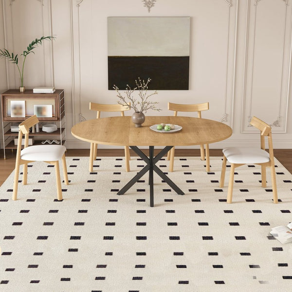 English Elm 59-inch Expandable Glass Top Dining Set Seats 8 with Upholstered Chairs X-base W2700S00124