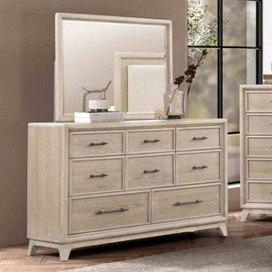 English Elm 1pc Eight Drawer Oak Veneer Dresser Rubberwood Frame Matte Hardware Bedroom Storage B2741P460888