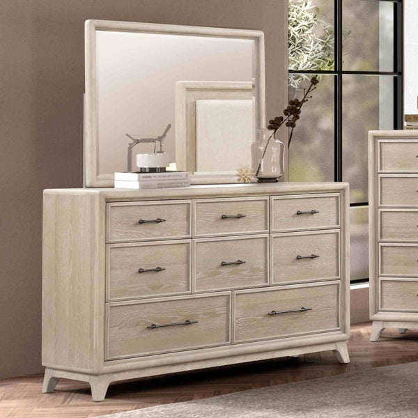English Elm 1pc Eight Drawer Oak Veneer Dresser Rubberwood Frame Matte Hardware Bedroom Storage B2741P460888