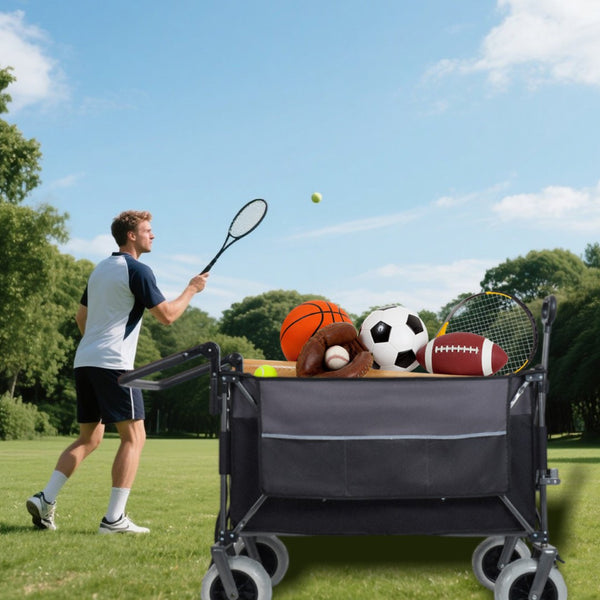 English Elm Multi-functional All-terrain Folding Wagon with Balloon Tires and 300l Outdoor Capacity W2932P317114