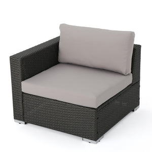 English Elm Christopher Knight Home® - SANTA SANTA ROSA Left Armchair in Grey Rattan with Aluminum Frame — Weatherproof, Modern Comfort Grey+Silver 65057.00ALUGRY